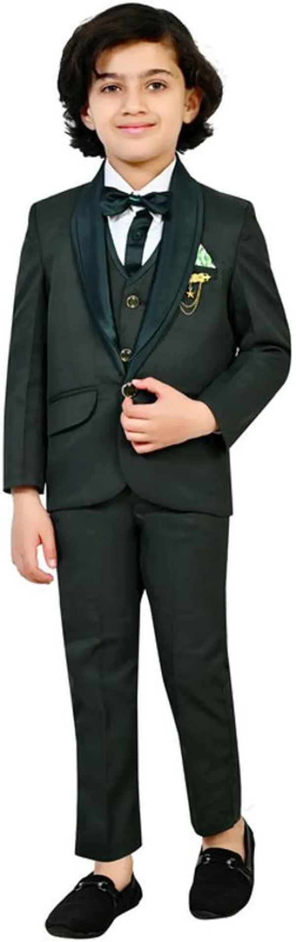 Dark_Green_Polyester_Solid_Regular_Fit_5_Piece_Kids_Suit_For_Boys