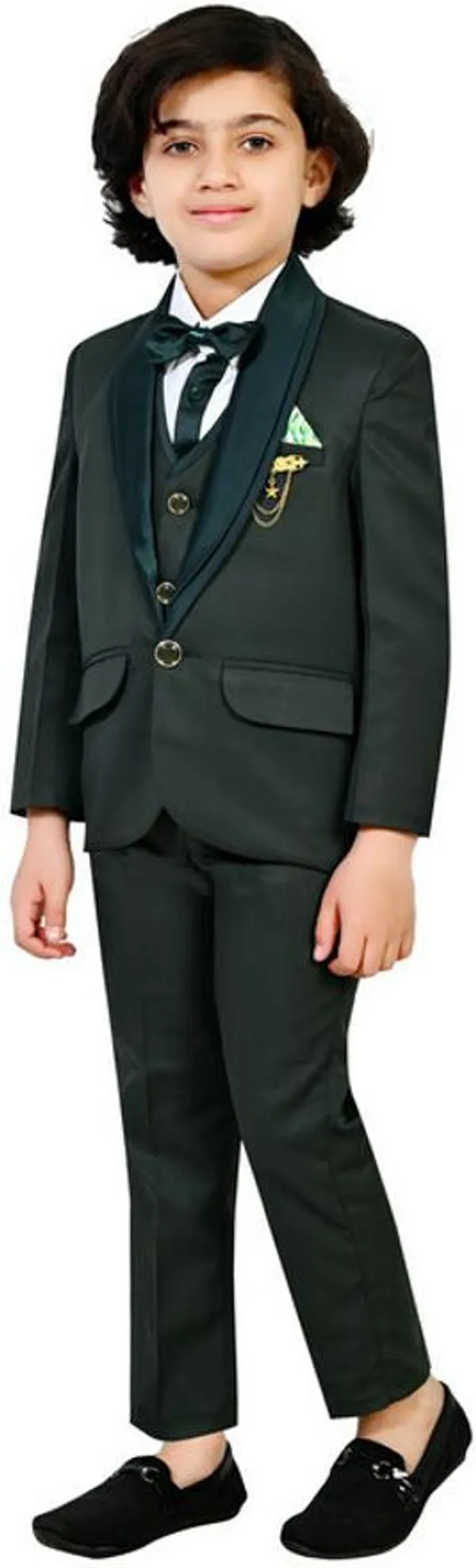 Dark_Green_Polyester_Solid_Regular_Fit_5_Piece_Kids_Suit_For_Boys