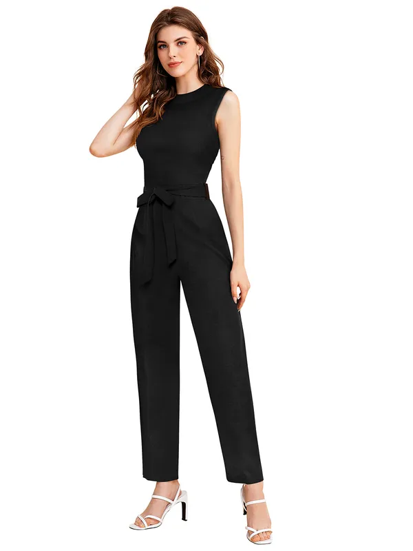Black_Heavy_Fabric_Jumpsuit_For_Women