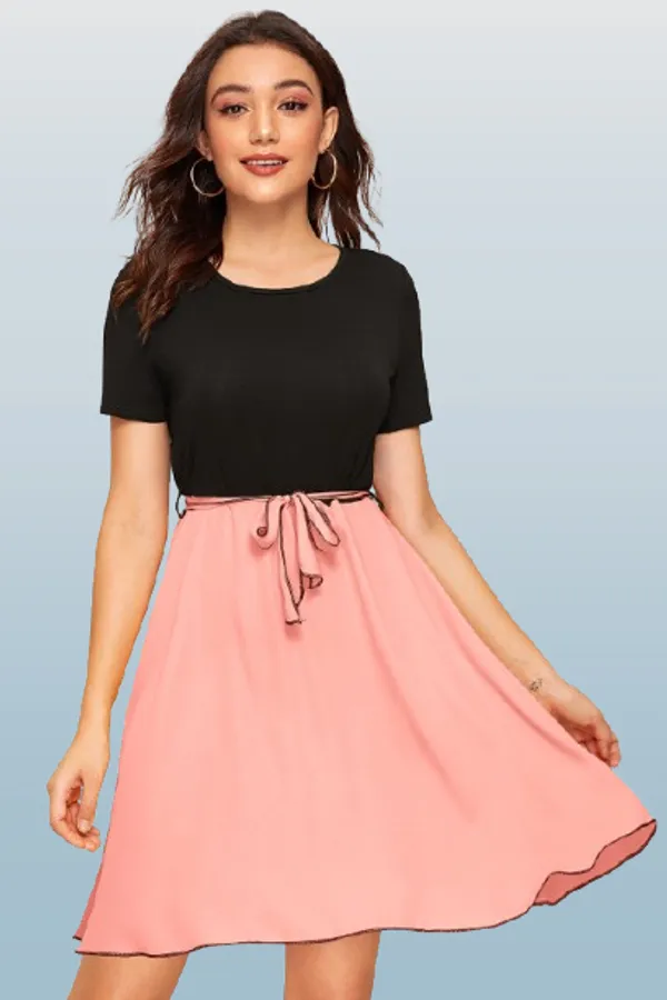 Peach_Heavy_Fabric_Western_Dress_For_Women