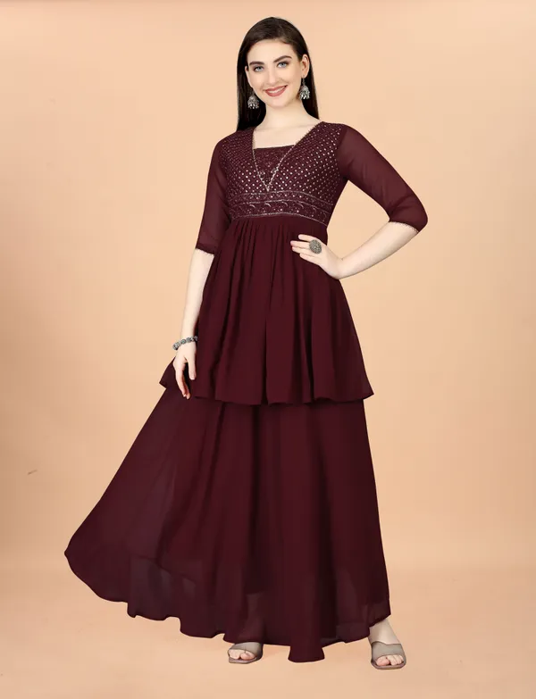 Maroon_Georgete_Embroidered_Long_Gown_for_Women_&_Girls
