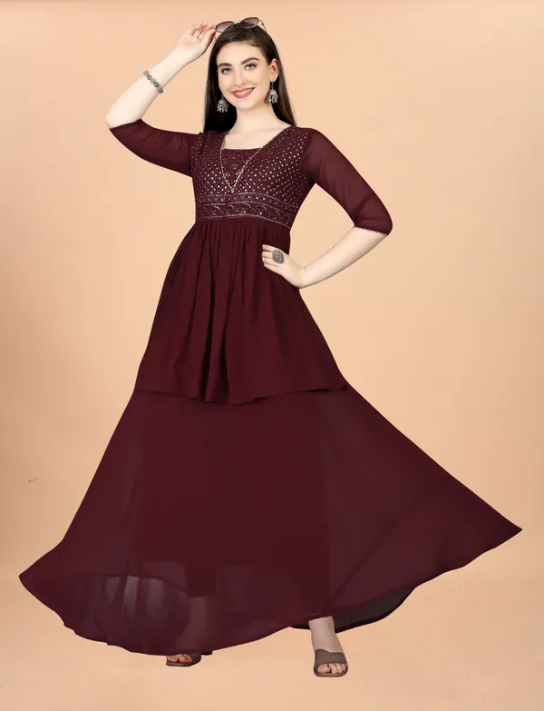 Maroon_Georgete_Embroidered_Long_Gown_for_Women_&_Girls