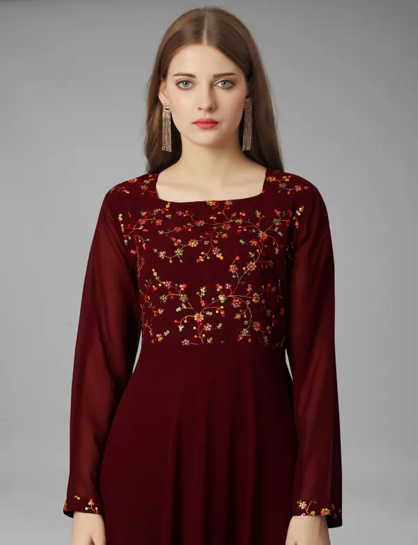Maroon_Georgete_Embroidered_Long_Gown_for_Women_&_Girls