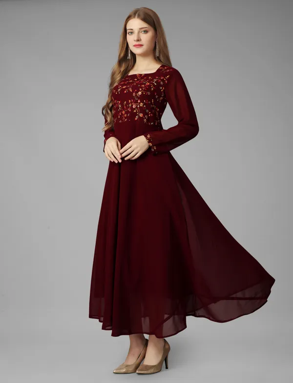Maroon_Georgete_Embroidered_Long_Gown_for_Women_&_Girls
