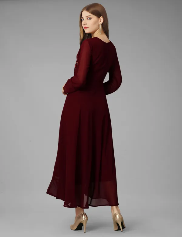Maroon_Georgete_Embroidered_Long_Gown_for_Women_&_Girls