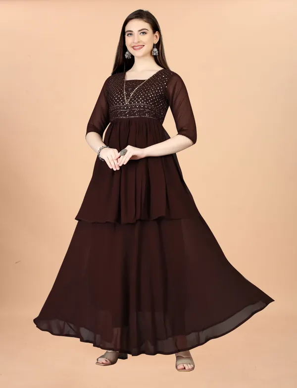 Coffee_Georgete_Embroidered_Long_Gown_for_Women_&_Girls