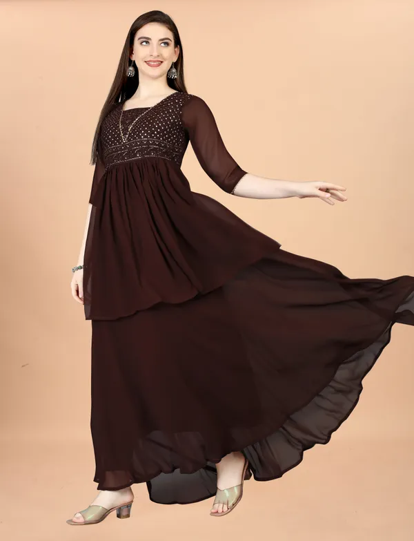 Coffee_Georgete_Embroidered_Long_Gown_for_Women_&_Girls