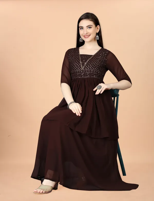 Coffee_Georgete_Embroidered_Long_Gown_for_Women_&_Girls