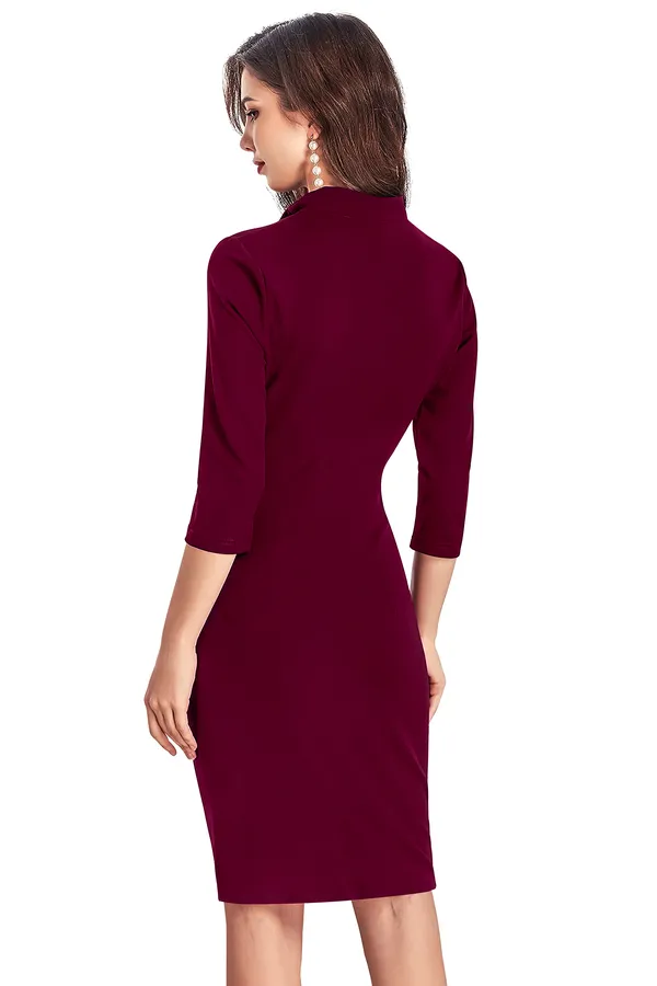 Maroon_Heavy_Fabric_Western_Dress_For_Women