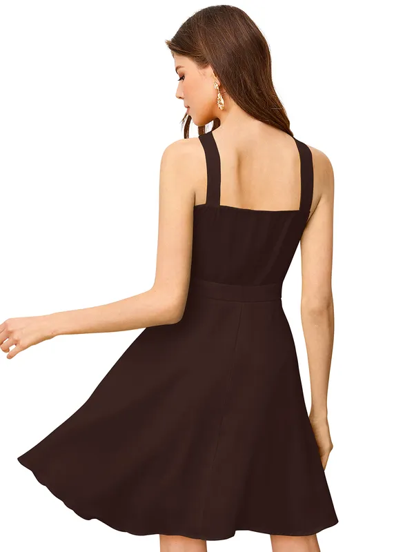 Coffee_Heavy_Fabric_Western_Dress_For_Women
