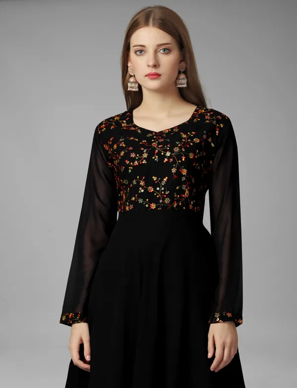 Black_Georgete_Embroidered_Long_Gown_for_Women_&_Girls