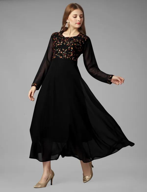 Black_Georgete_Embroidered_Long_Gown_for_Women_&_Girls