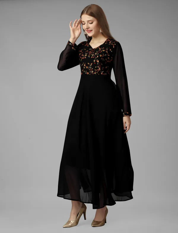 Black_Georgete_Embroidered_Long_Gown_for_Women_&_Girls