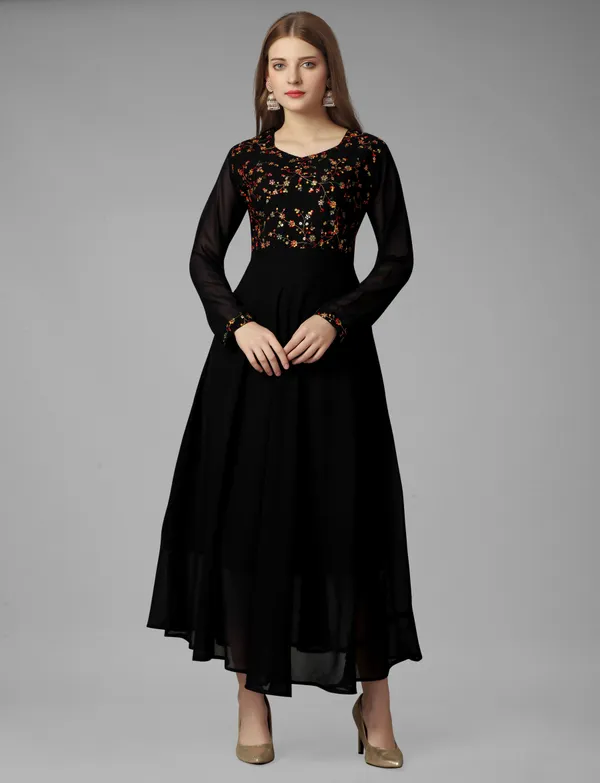 Black_Georgete_Embroidered_Long_Gown_for_Women_&_Girls