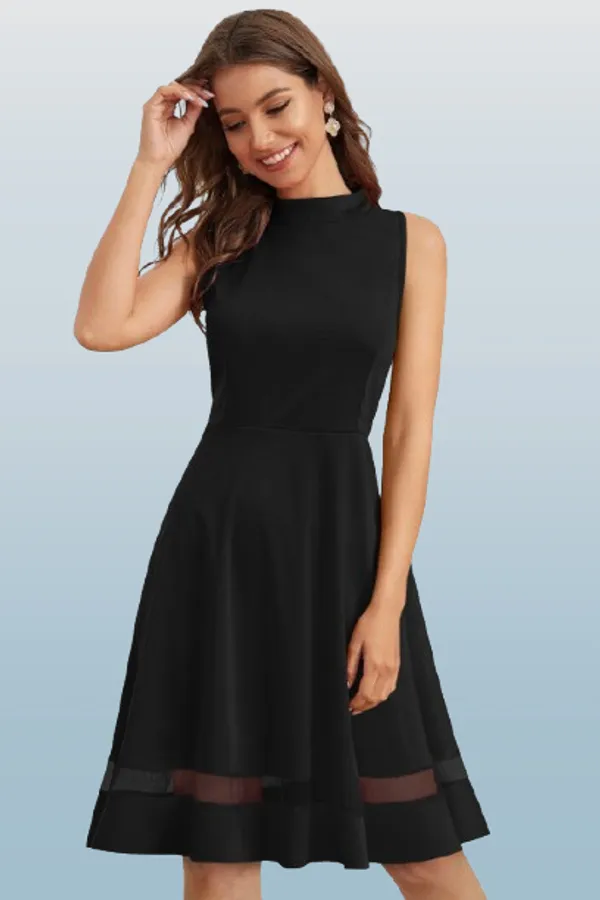 Black_Heavy_Fabric_Western_Dress_For_Women