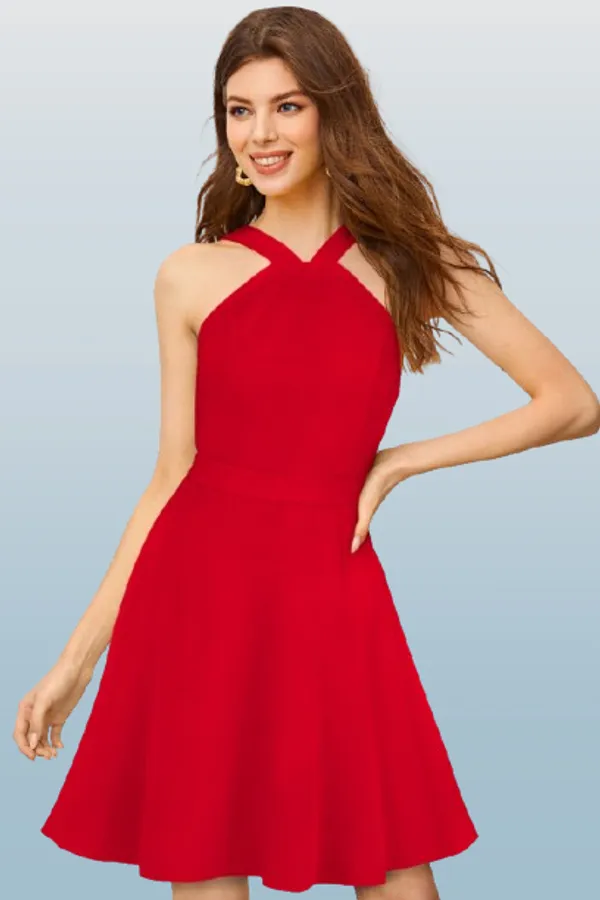 Red_Heavy_Fabric_Western_Dress_For_Women