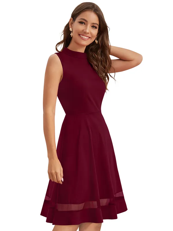 Maroon_Heavy_Fabric_Western_Dress_For_Women