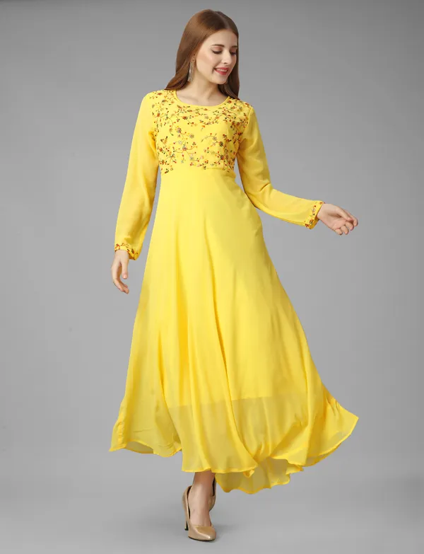 Yellow_Georgete_Embroidered_Long_Gown_for_Women_&_Girls