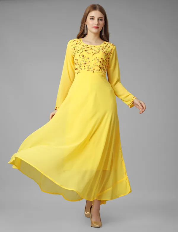 Yellow_Georgete_Embroidered_Long_Gown_for_Women_&_Girls