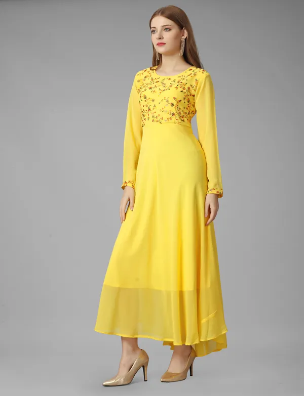 Yellow_Georgete_Embroidered_Long_Gown_for_Women_&_Girls