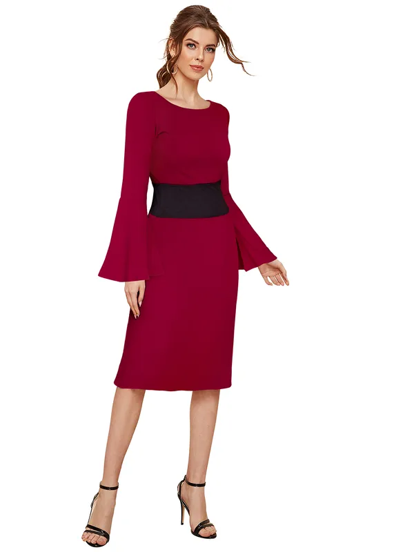 Maroon_Heavy_Fabric_Western_Dress_For_Women