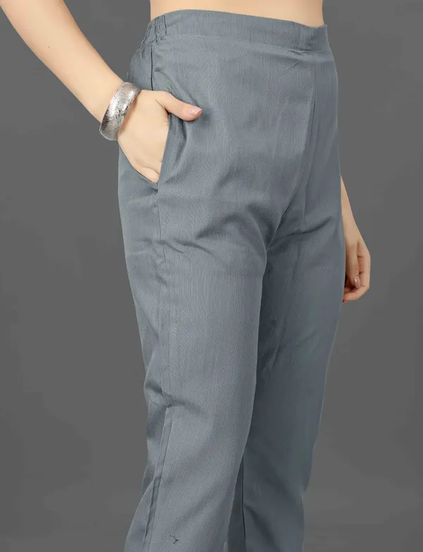 Grey_Women's_Casual_Cotton_Round_Neck_3/4_Sleeves_Sulb_Embroidered_Work_Kurti_with_Matching_Pant_&_Embroidered_Dupatta_Set