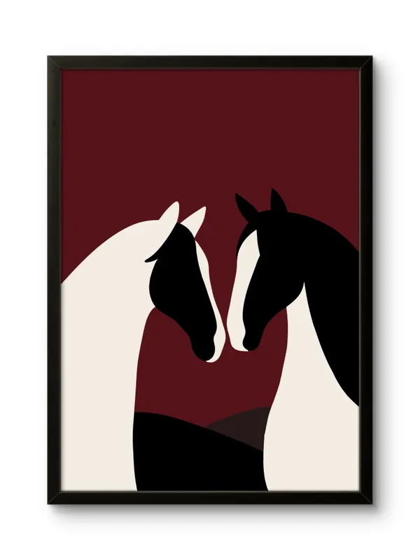 Black_Framed_Abstract_Horses_Fibre_Art_|_For_Home_&_Office_Decor
