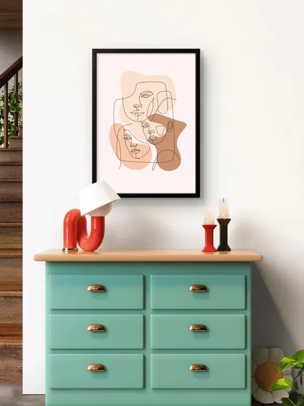Black_Framed_Three_Boho_Faces_Fibre_Art_|_For_Home_&_Office_Decor