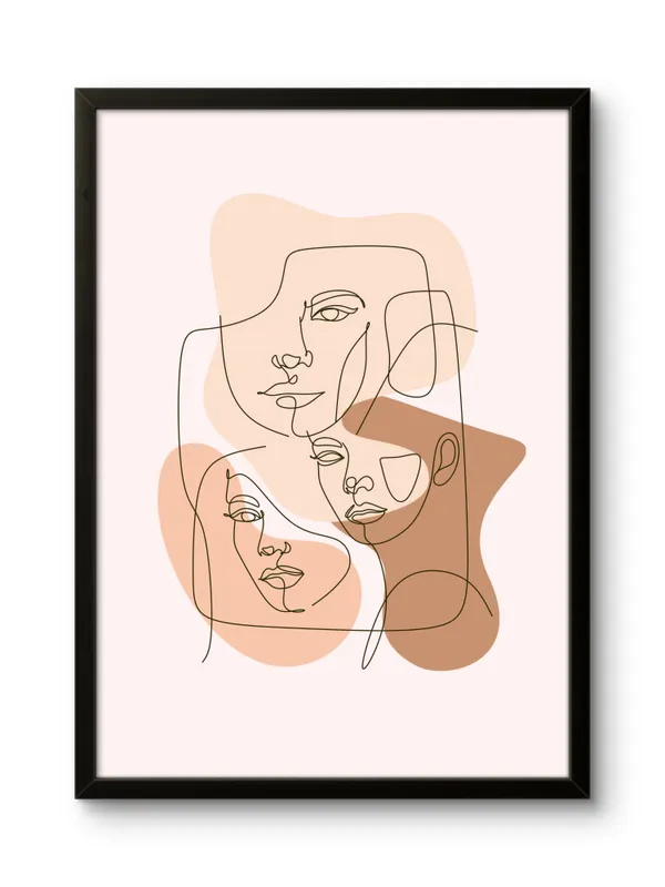 Black_Framed_Three_Boho_Faces_Fibre_Art_|_For_Home_&_Office_Decor