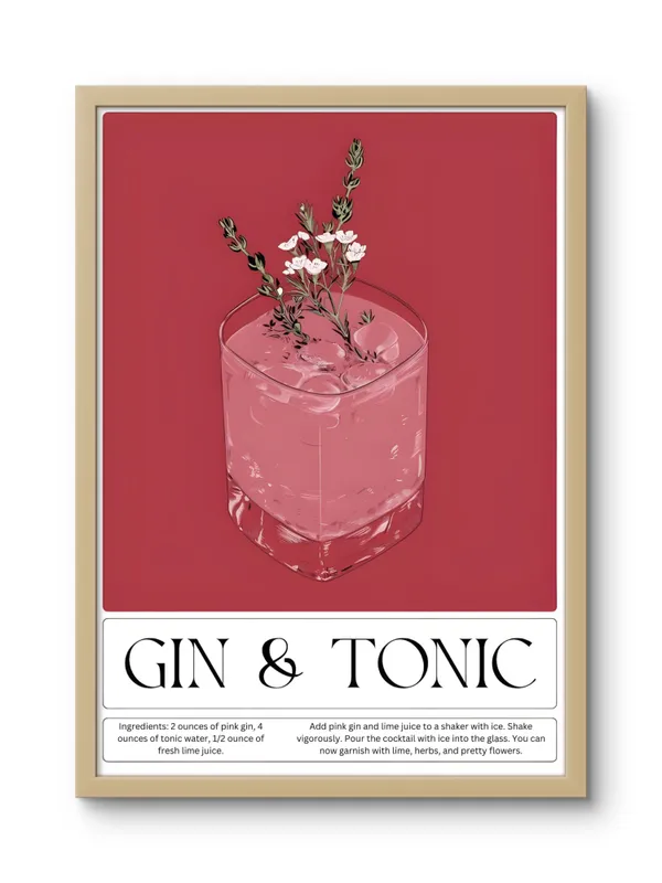 Wooden_Framed_Gin_&_Tonic_Fibre_Art_|_For_Home_&_Office_Decor