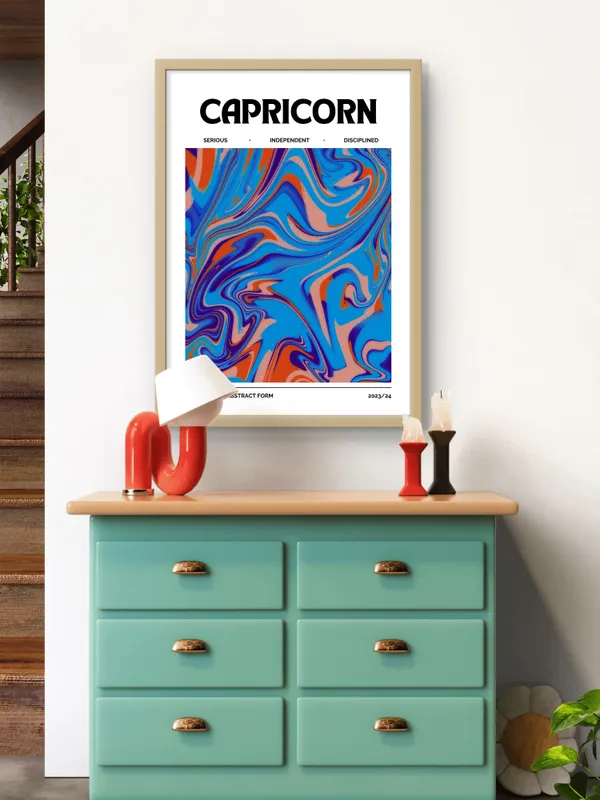 Wooden_Framed_Capricorn_Sunshine_Fibre_Art_|_For_Home_&_Office_Decor
