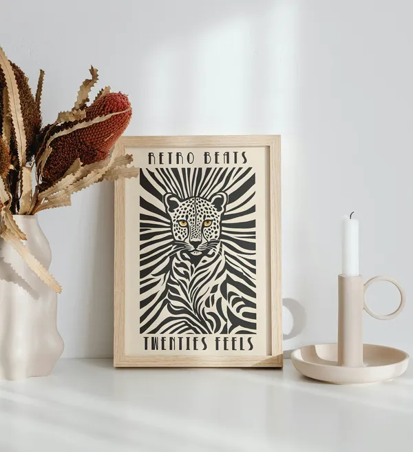Wooden_Framed_Striped_Leopard_Fibre_Art_|_For_Home_&_Office_Decor