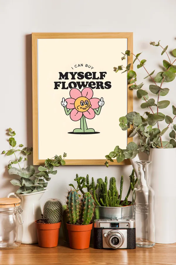 Wooden_Framed_I_Can_Buy_Flowers_Fibre_Art_|_For_Home_&_Office_Decor