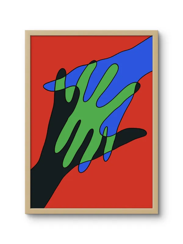 Wooden_Framed_Hand_In_Hand_Fibre_Art_|_For_Home_&_Office_Decor