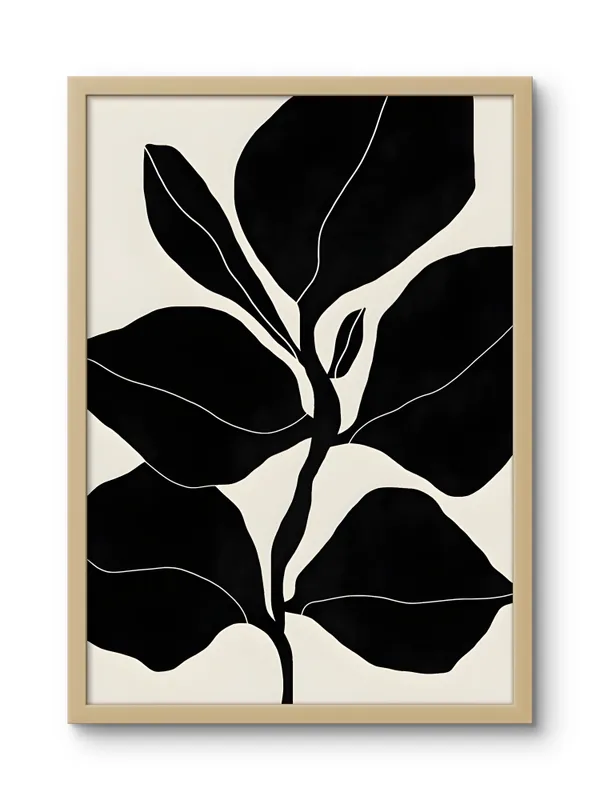 Wooden_Framed_Big_Black_Leaves_Fibre_Art_|_For_Home_&_Office_Decor
