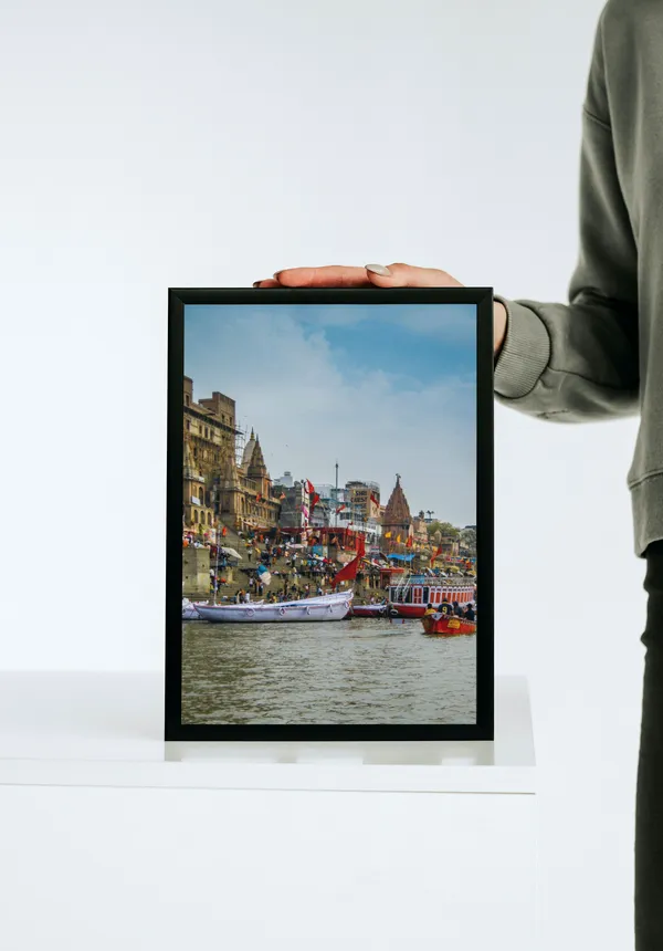 Black_Framed_Banaras_Ghat_Fibre_Art_|_For_Home_&_Office_Decor
