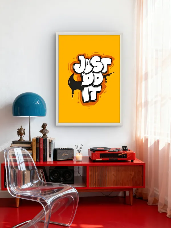 White_Framed_Just_Do_It_Fibre_Art_|_For_Home_&_Office_Decor