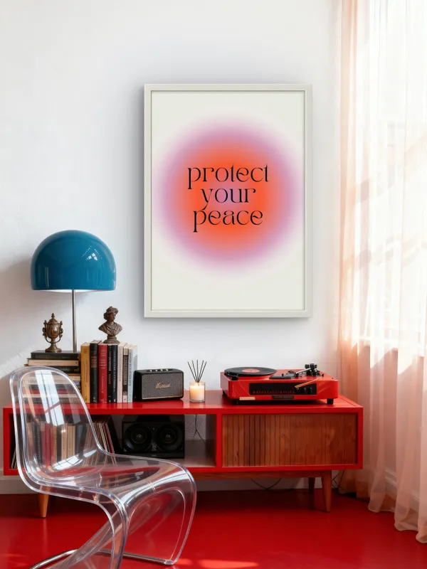White_Framed_Protect_Your_Peace_Fibre_Art_|_For_Home_&_Office_Decor