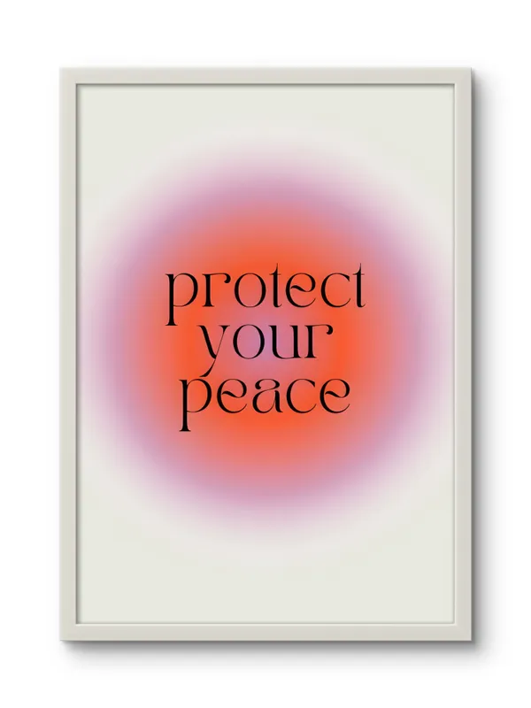 White_Framed_Protect_Your_Peace_Fibre_Art_|_For_Home_&_Office_Decor