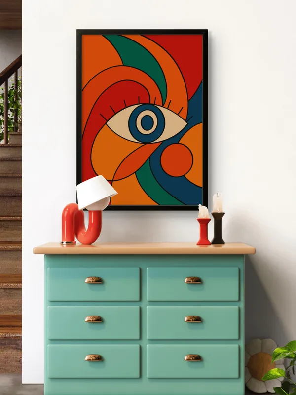 Black_Framed_Colourful_Abstract_Eyes_Fibre_Art_|_For_Home_&_Office_Decor