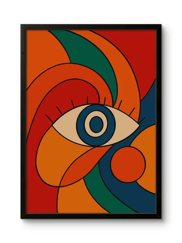 Black_Framed_Colourful_Abstract_Eyes_Fibre_Art_|_For_Home_&_Office_Decor
