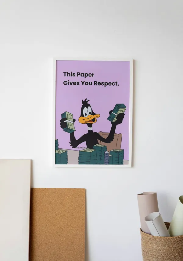 White_Framed_Money_Gives_You_Respect_Fibre_Art_|_For_Home_&_Office_Decor