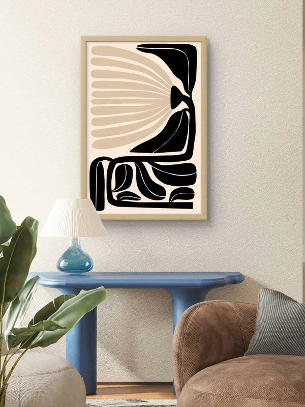 Wooden_Framed_Black_Flower_Canvas_Fibre_Art_|_For_Home_&_Office_Decor