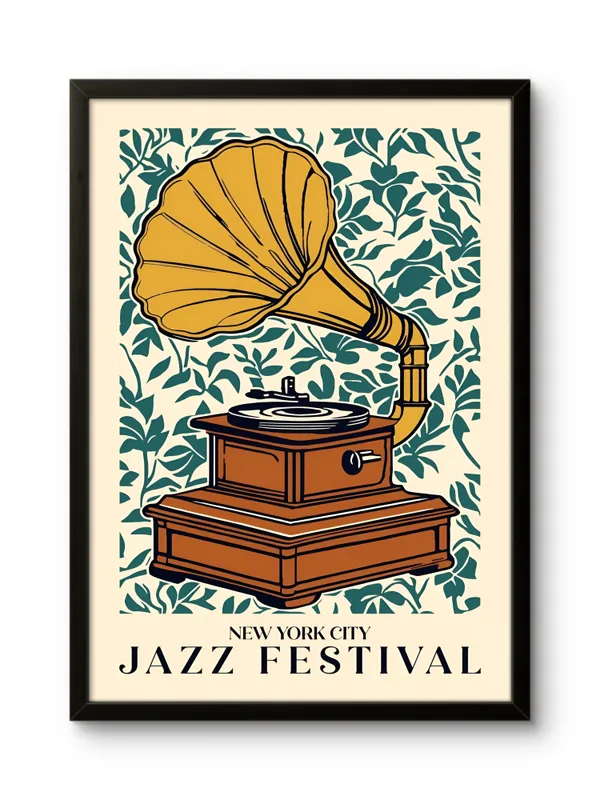 Black_Framed_Nyc_Jazz_Festival_Fibre_Art_|_For_Home_&_Office_Decor