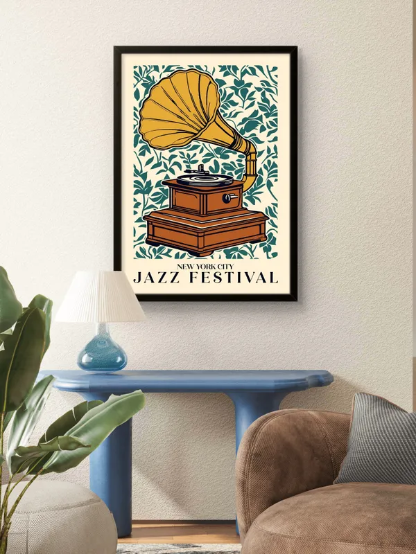 Black_Framed_Nyc_Jazz_Festival_Fibre_Art_|_For_Home_&_Office_Decor