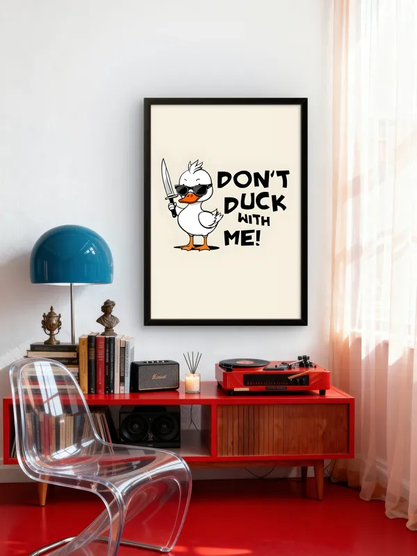 Black_Framed_Don'T_Duck_Me_Fibre_Art_|_For_Home_&_Office_Decor
