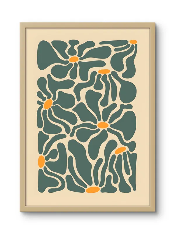Wooden_Framed_Green_Petals_Fibre_Art_|_For_Home_&_Office_Decor