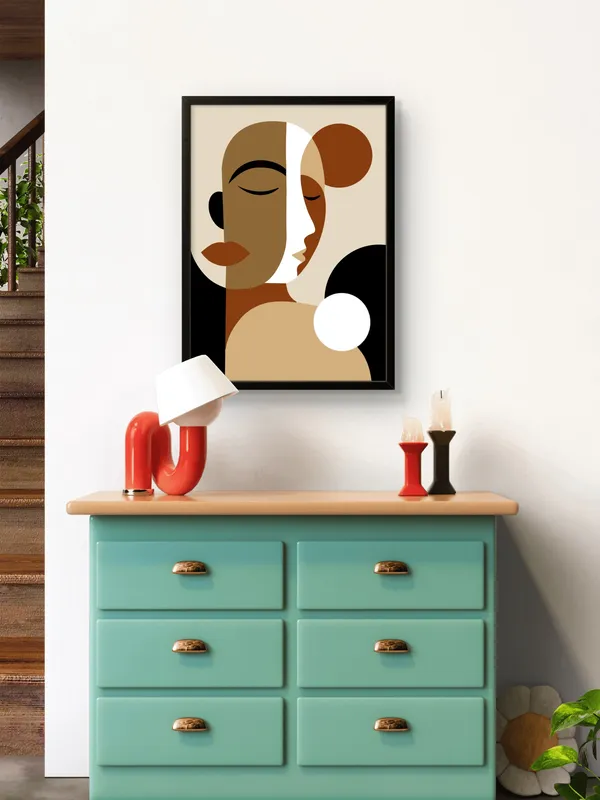 Black_Framed_Boho_Faces_Fibre_Art_|_For_Home_&_Office_Decor