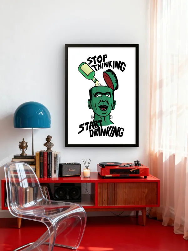 Black_Framed_Stop_Thinking_Fibre_Art_|_For_Home_&_Office_Decor