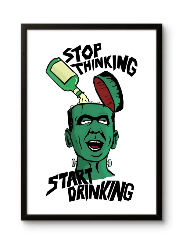 Black_Framed_Stop_Thinking_Fibre_Art_|_For_Home_&_Office_Decor